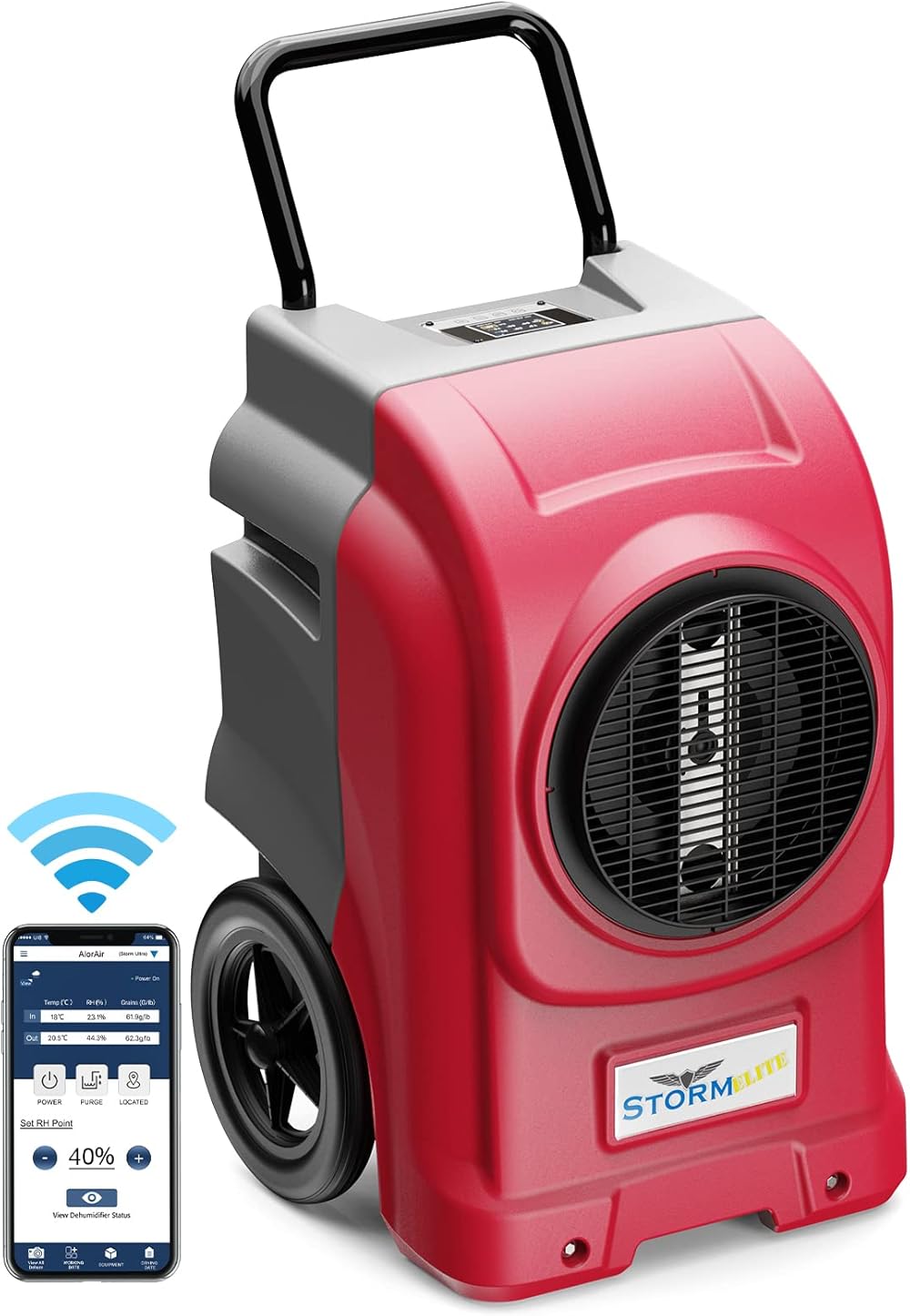 AlorAir 270 Pints Commercial Dehumidifiers for Large Room or Basements, Industrial Large Dehumidifier with Pump and Drain Hose, Dehumidifiers with Smart Wi-Fi, 5 Years Warranty, Red