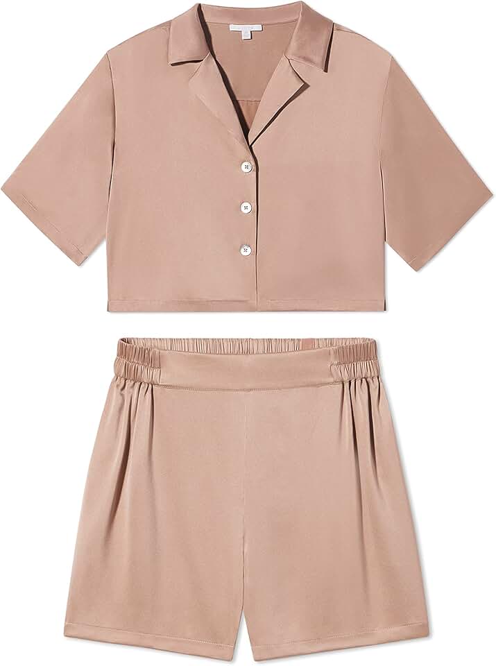 Lunya Women's Washable Silk Button Up Shorts Set