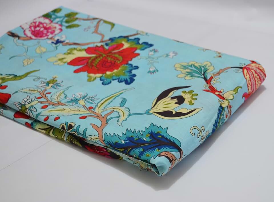 Scrren Print Dressmaking by The Yard Fabric 100% Cotton Floral Print Fabric for Sewing Crafting Ethnic Running Natural Dye Sanganeri Indian Fabric by The Yard 517 (50 Yard pre Cut)