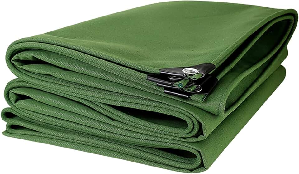 Heavy Duty Tarp Outdoor Furniture Caravan Cover Sheet 0.75mm Thick Canvas Tarpaulin 4x6m Camping Garden Groundsheet with Reinforced Grommets (Size:4x7m)