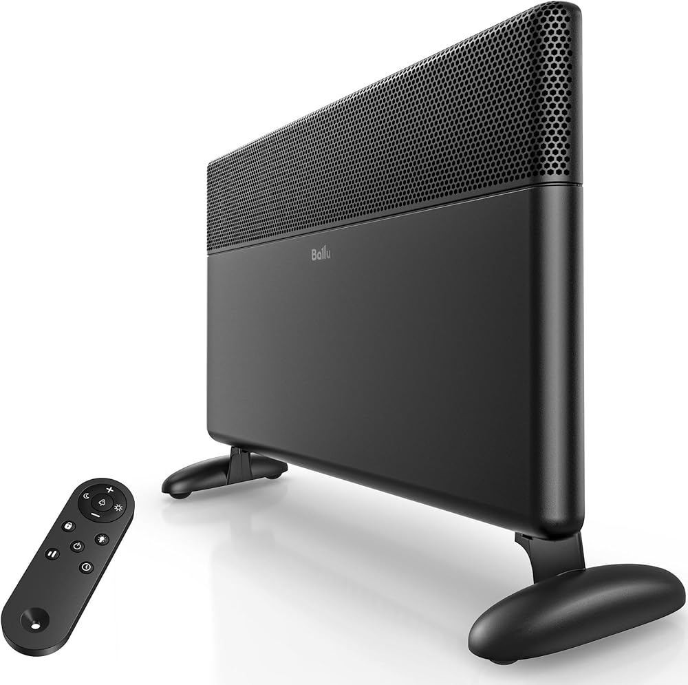 Ballu Convection Space Heaters for Indoor Use,1500W Whole Room Heating with Ditial Thermostat,Remote,24 hours Timer,Eco,Portable Stand & Wall mount,Large Room Panel Electric Space Heater for Bedroom