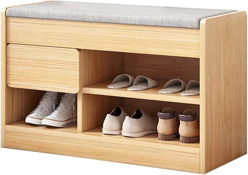 Shoe Storage Bench Entryway Hallway Furniture, Shoe Bench Rack with Seat Soft Cushion Home, Shoe Rack Bench at The Entrance, Shoe Bench Rack with Storage Living Room(60 * 34 * 52cm)