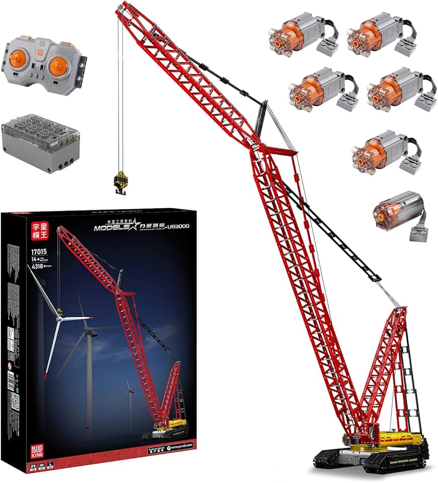 Mould King Crawler Crane LR13000 Building Block Kits, MOC Construction Vehicles Cranes Model with Motor/APP Remote Control, Gift for Kids Age 8+/Adult Collections Enthusiasts (4318+ Pieces)