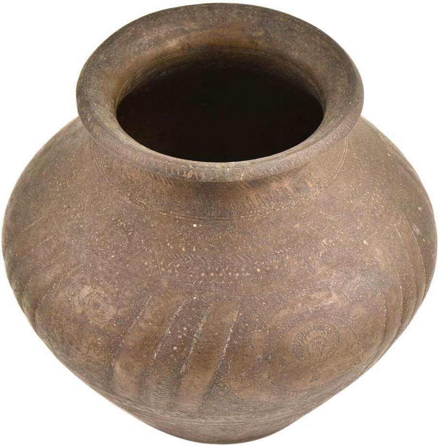IndianShelf Vocalforlocal Handmade Vintage Brass Tribal Engraved Water Storage Pot Pack of 1 Indian Kitchen Utensils