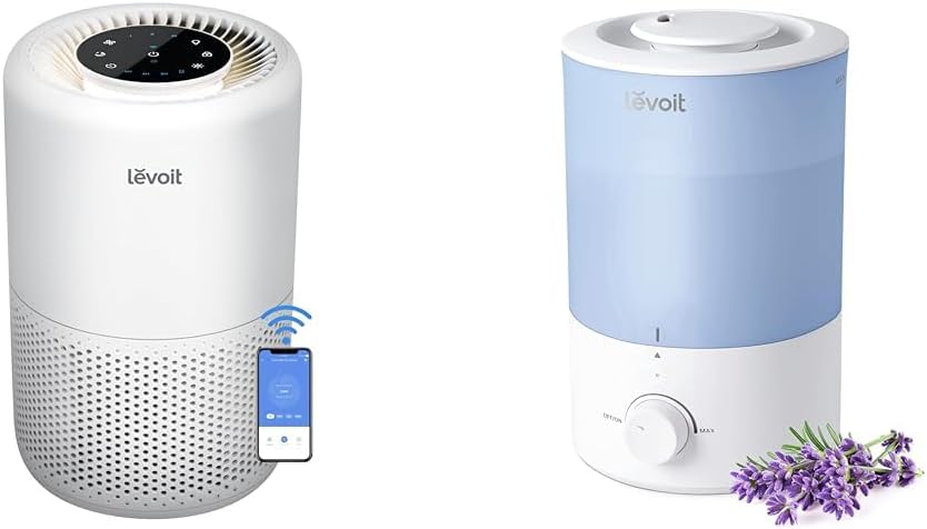 LEVOIT Air Purifier and Humidifier Bundle for Bedroom, Smart WiFi Alexa Control Air Purifier Covers 916 Sq.Ft, Humidifier Provides 25 Hours Moisture