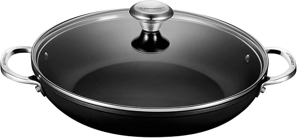 Le Creuset Toughened Nonstick PRO Shallow Casserole/Braiser with Glass Lid, 4 qt., Gray