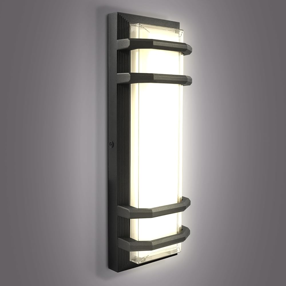 LED Outdoor Wall Light, 15.75in Modern Outdoor Wall Sconce, 3CCT 3000K 4000K 5000K, 15W Aluminum Exterior Light Fixture, IP65 Waterproof, Outside Lights for House, Porch, Patio, Garage