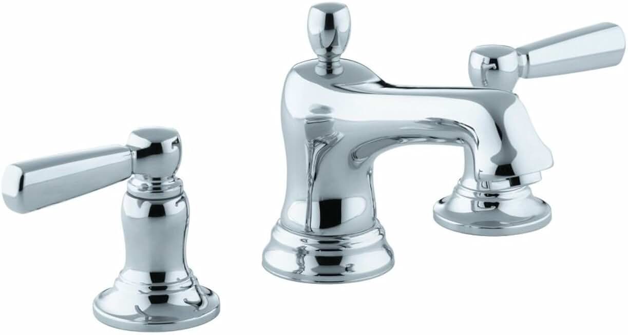 KOHLER 10577-4-CP Bancroft Widespread Bathroom Sink Faucet, Three-Hole Two Handle Bathroom Faucet, 1.2 GPM, Polished Chrome