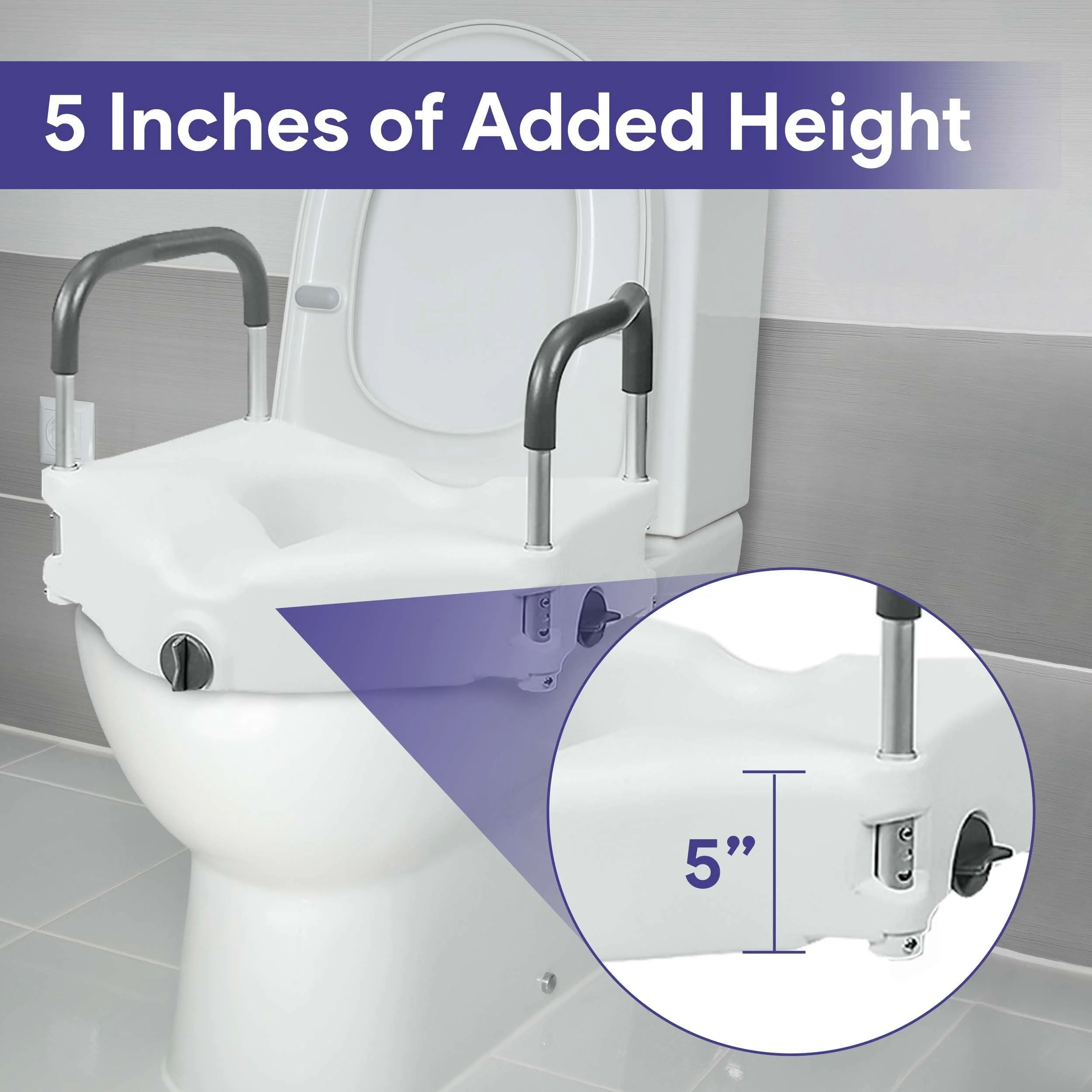 Medacure  Locking Toilet Seat with Arms - Raised Toilet Seat Riser for Seniors