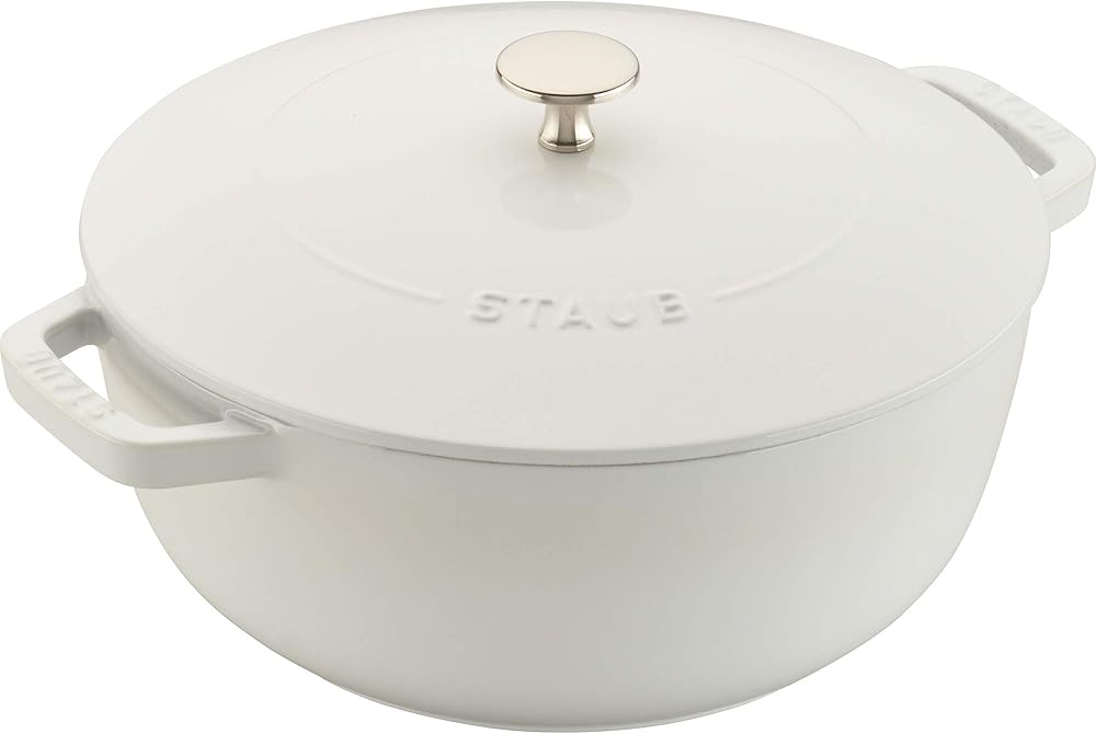 Staub Cast Iron Dutch Oven, 3.75Qt, serves 3-4, Made in France, White
