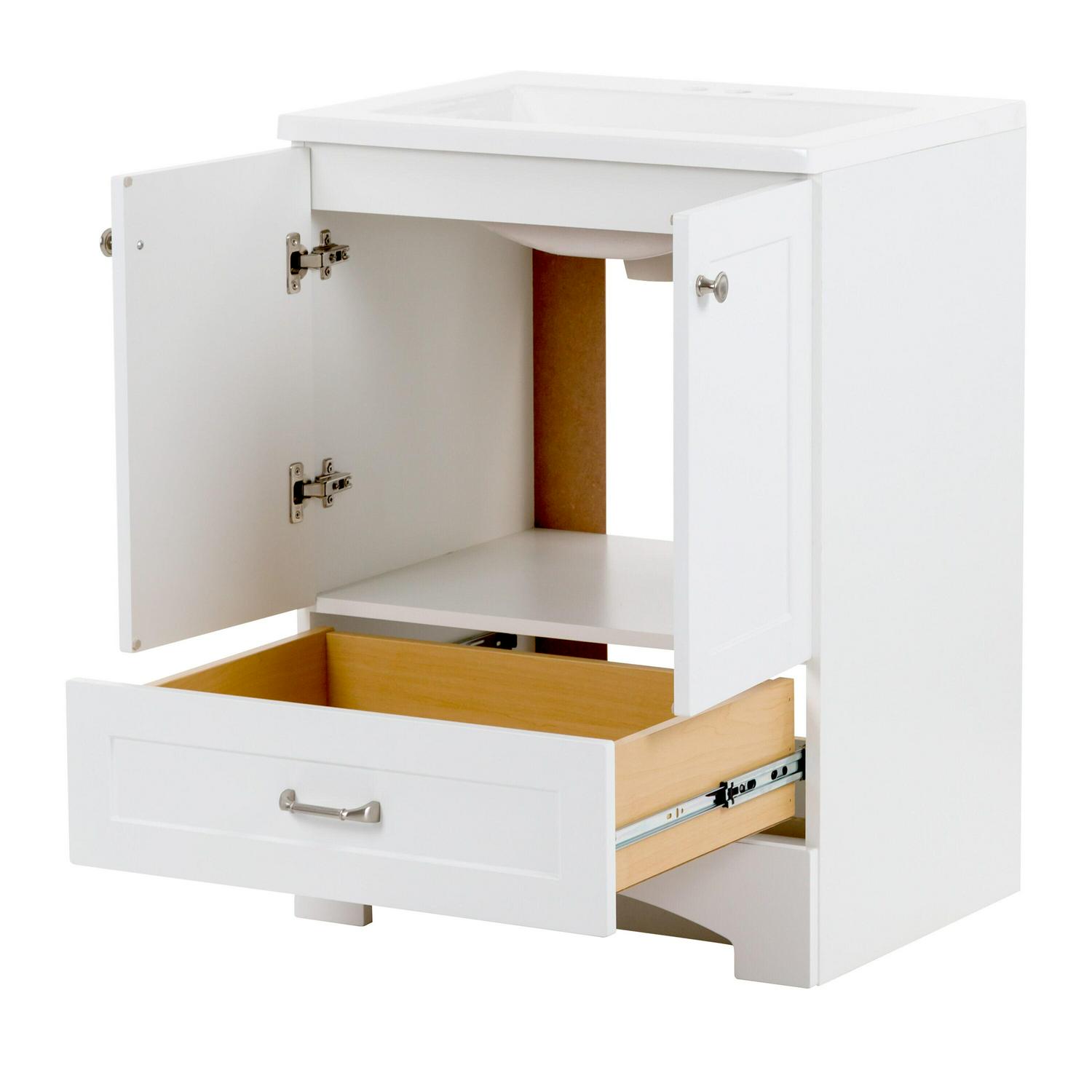 Diamond NOW Cassidy 24-in White Single Sink Bathroom Vanity with White Cultured Marble Top