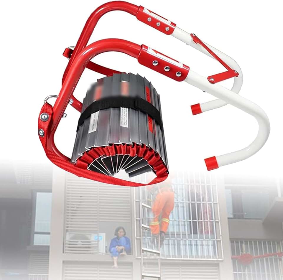 Portable Fire Ladder, Nylon Rope Ladder Lifeline Ladder Fire Escape Ladder Rugged, Stainless Steel Hook,10M(393.70Zoll)