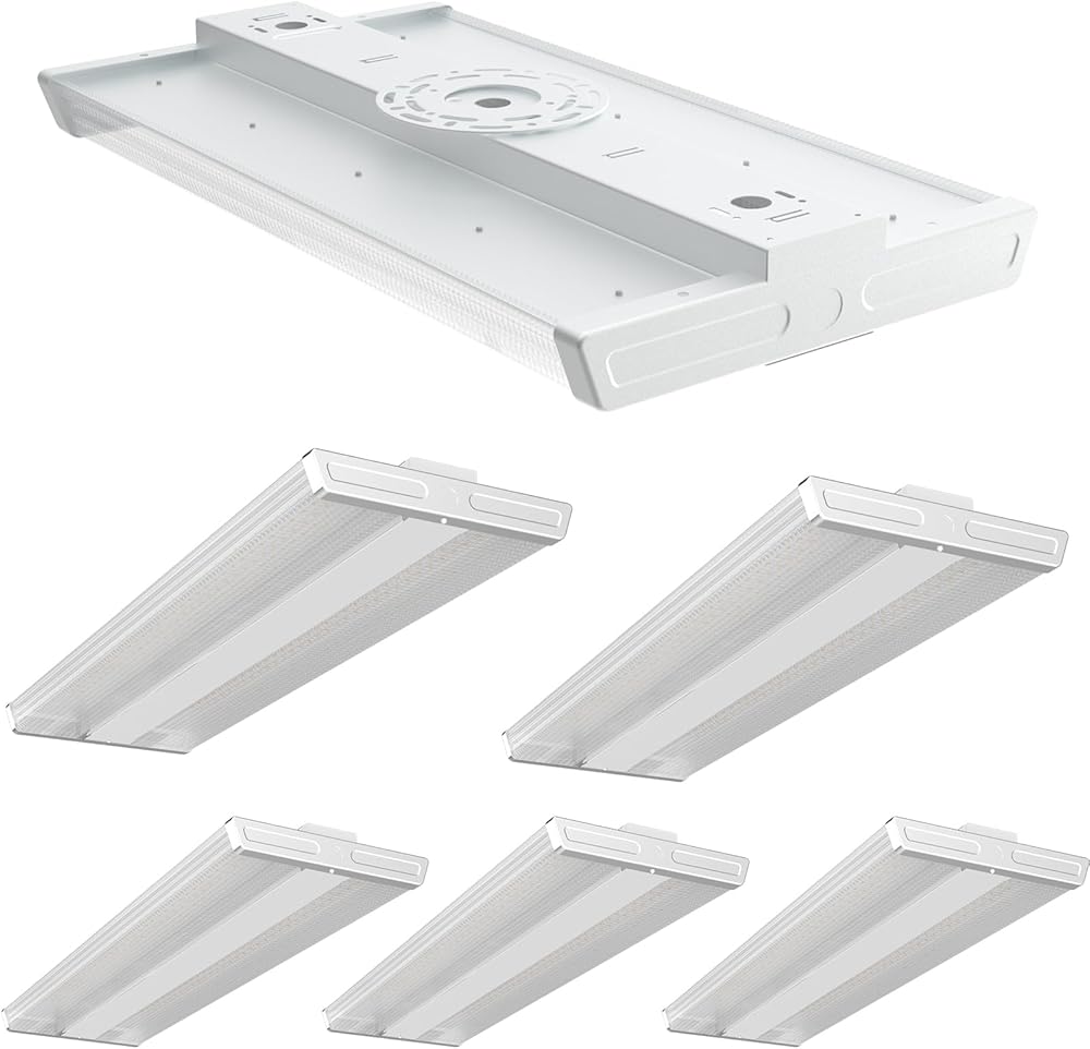 4FT LED High Bay Shop Light, 𝟏𝟎𝟎-𝟐𝟕𝟕𝐕 【𝐃𝐫𝐢𝐯𝐞𝐫 𝐄𝐪𝐮𝐢𝐩𝐩𝐞𝐝, 𝟓 𝐘𝐞𝐚𝐫𝐬 𝐖𝐚𝐫𝐫𝐚𝐧𝐭𝐲 】 265W [Eqv.1000W] 5000K Linear Hanging Light for Warehouse Diamond Diffusion-5Pack