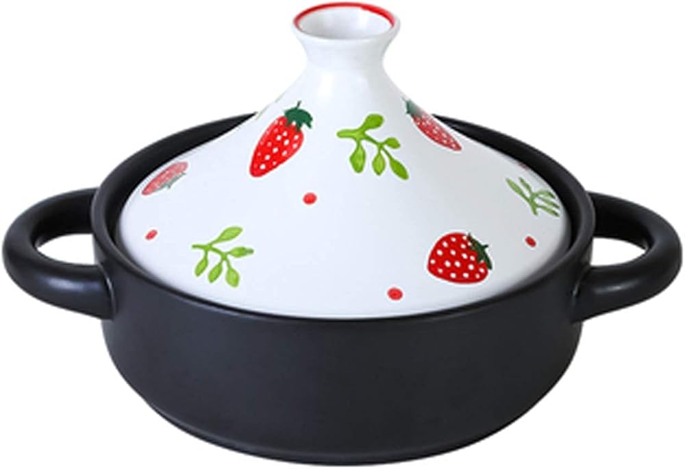 Kitchen Pot Cooking Pot with Handle, 20cm, Ceramic Pot, Casserole lid, Claypot Rice, High Temperature Resistance, Hand-Made Hand-Painted Taji Pot Slow Cooker Clay (Color : White 2) (Color : White 2)