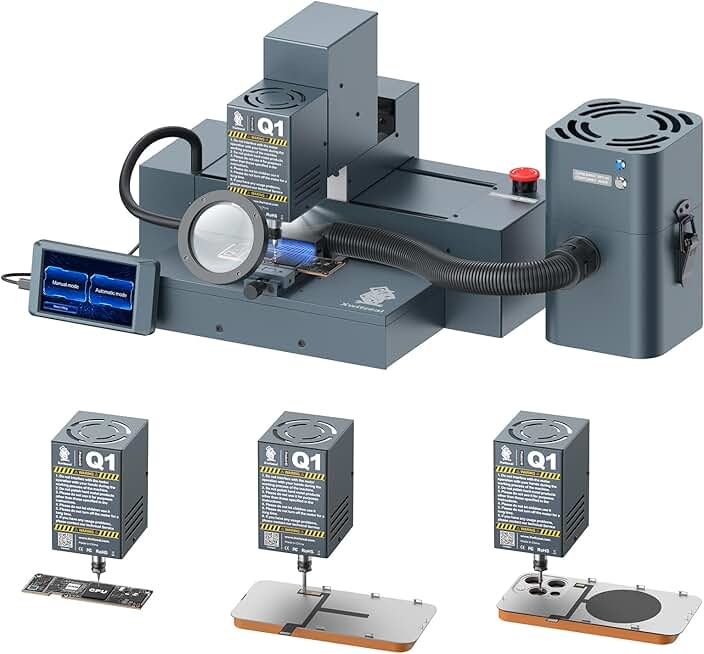 Q1 Automatic IC CNC Grinder Machine for Phone Frame, CPU Chip Grinding, Up to 26000r/m Speed, w/20 KPa Vacuum Cleaner, Engraving Items, Electronics Grinding Tool Kit for Phone Repair