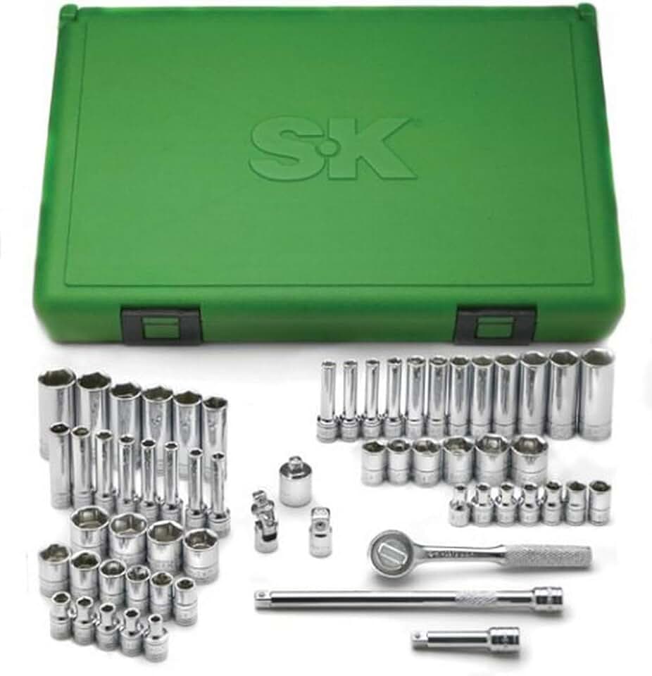 SK 91860 1/4-inch Drive Socket Super Set – 60 Piece Metric Assortments, Durable, Corrosion Resistant Impact Units. Standard Deep Sockets Set