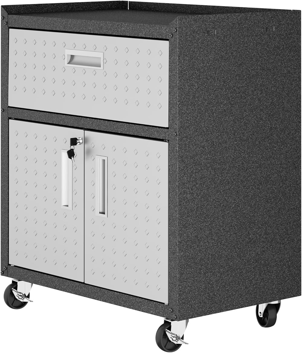 Manhattan Comfort Fortress Rolling Cabinet Garage Storage, 31.5