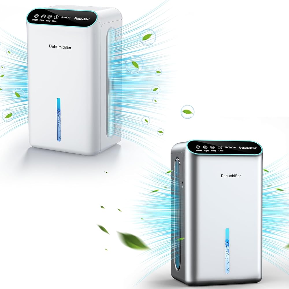 Dehumidifiers for Home, Up to 800 Sq.ft, 86oz Water Tank, Dehumidifiers for Bedroom with Essential Oil Diffuser, 7 Color LED Light, 24H Timer, Auto Shut-off, Ideal for Bathroom Basement Closet RV