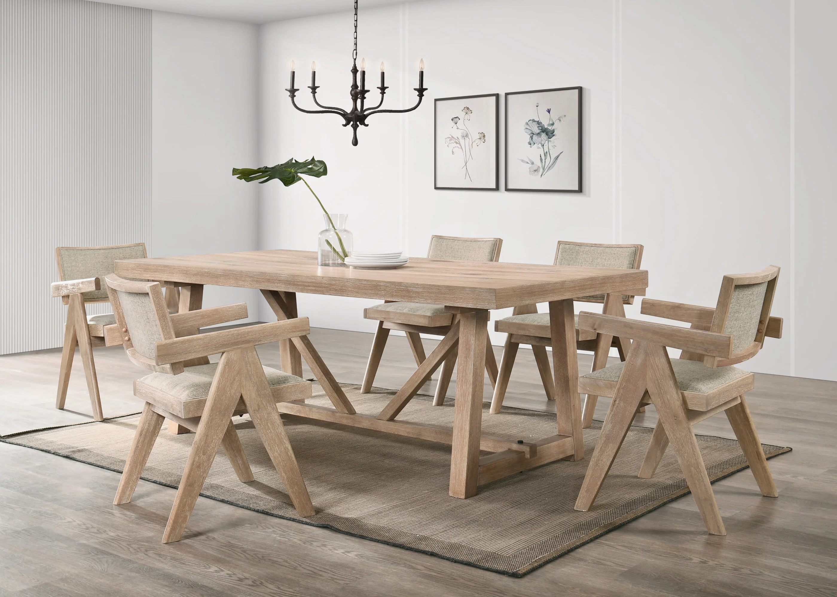 Raquel Farmhouse Rectangular Dining Table - Natural
