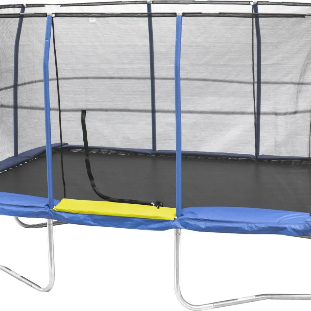 Jumpking Rectangle 10 x 14′ Trampoline, with Enclosure, Blue/Yellow