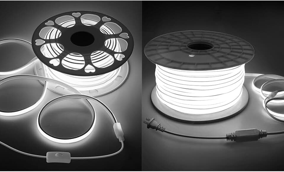 100FT COB LED Rope Lights Outdoor Waterproof IP67 One Roll 110V LED Light Strip Super Bright Warm White+90M Outdoor COB Led Strip Lights Waterproof 300FT 1 Roll Soft 120V High Voltage Led Rope