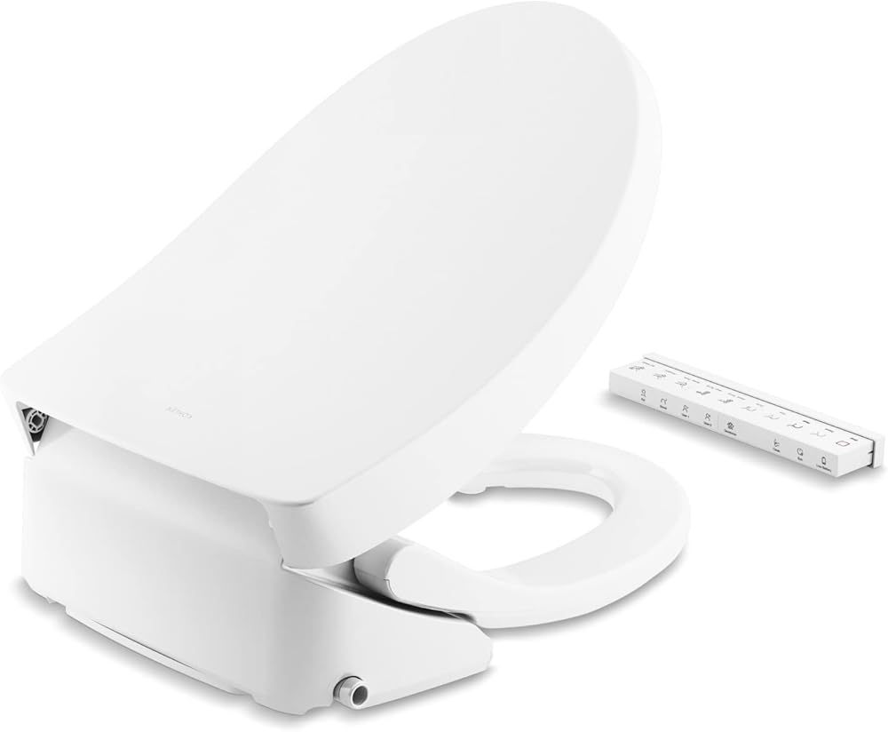 KOHLER 28119-0 C3-325 Elongated Bidet Toilet Seat with Remote Control Featuring Spa and 3D Wash Modes, White