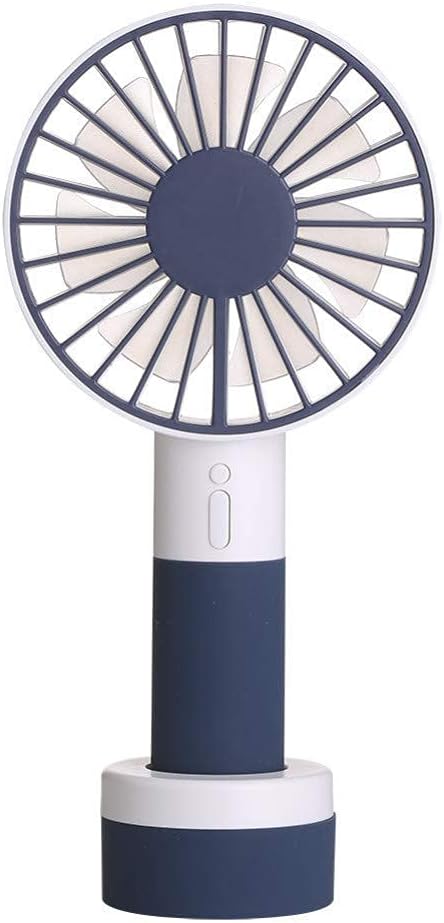 Portable Handheld Fan USB Rechargeable Small Portable Small USB Fan Led Night Light Fan Household Office Summer Cooler Desktop Fan 3 Speed Adjustable, vertice, (Color : Blue)