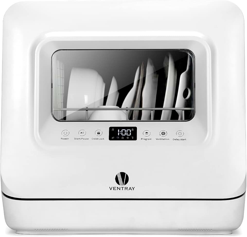 VENTRAY Countertop Portable Dishwasher Mini Compact with 5 Washing Programs Air Drying Function for Small Apartment Dorms RVs DW55AD