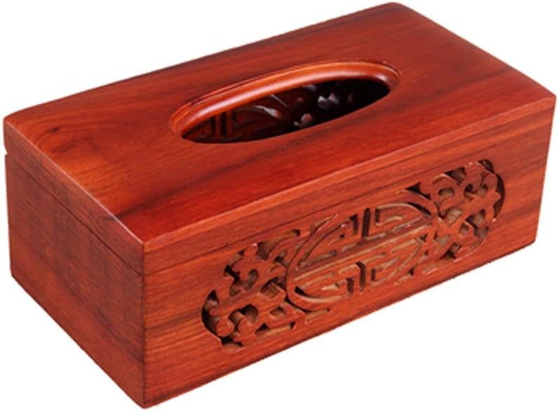 DGSEFD-8 Tissue Holder Tissue Box Wood Vintage Hollow Carved Solid Wood Wooden Napkin Box