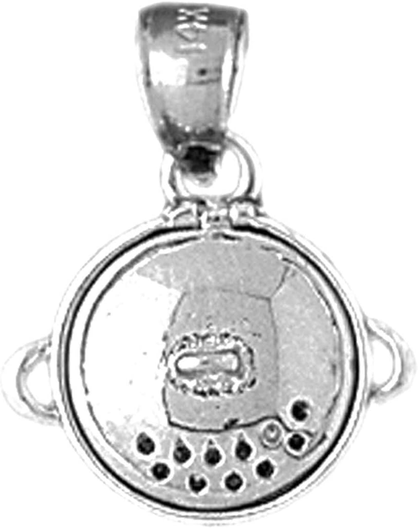 18K White Gold 3D Crock Pot Pendant, Made in USA