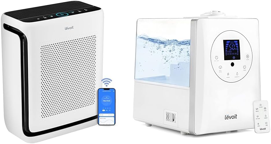 LEVOIT Air Purifier and Humidifier Bundle for Large Rooms - Vital 200S-P and Hybrid Ultrasonic Models