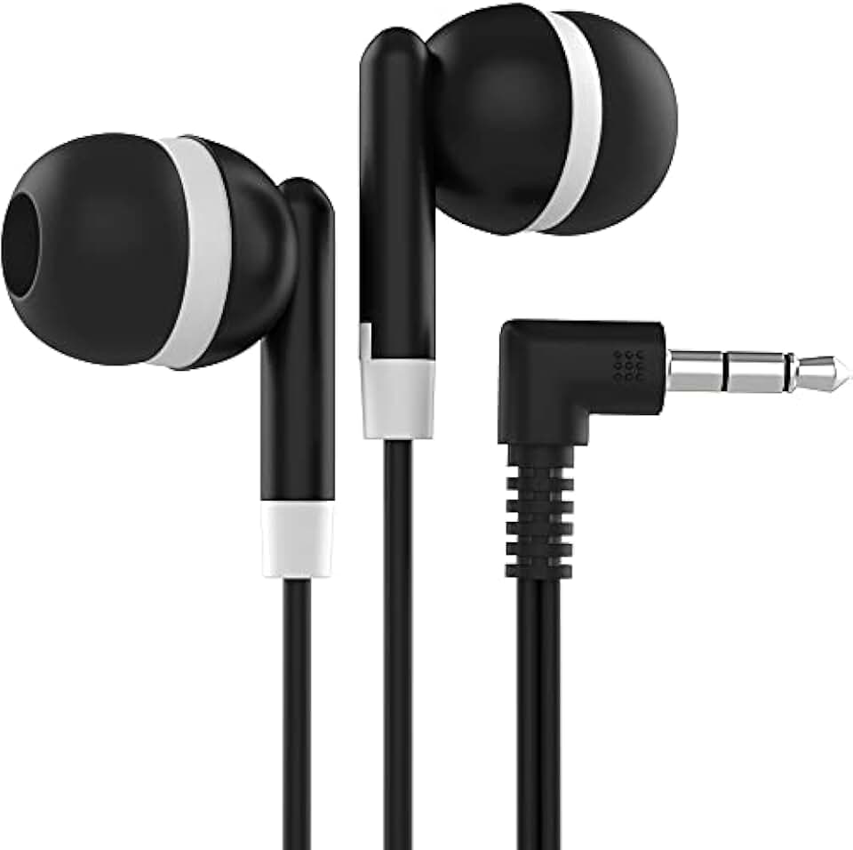 Maeline Bulk Earbuds with 3.5 mm Headphone Plug - 1000 Pack Wholesale Bundle - Black