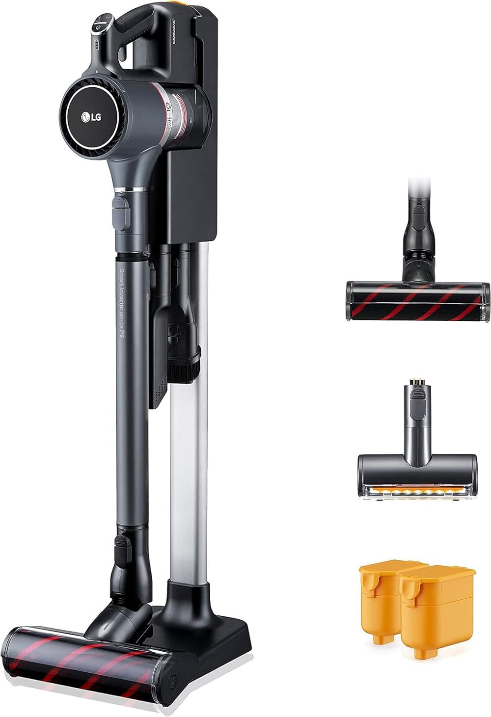LG CordZero Cordless Stick Vacuum Cleaner, Hard Floor, Carpet, Upholstery, Car, Pet Hair, Powerful Suction, Extra Battery, Up to 80 Min, Lightweight, Handheld, A907GMS