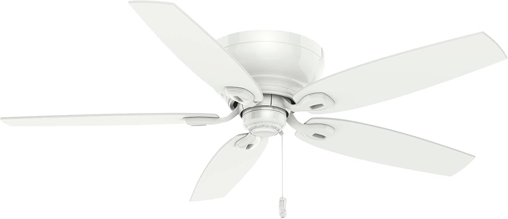 Hunter Fan Company Fan Hunter Fan Company Casablanca Durant Indoor Low Profile Ceiling Fan with Pull Chain Control, White, 54-inch (54103)