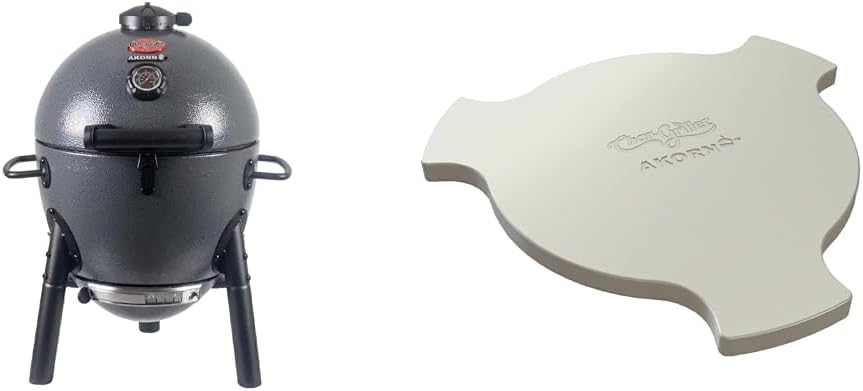 Char-Griller® AKORN® Jr. 155 in. Portable Kamado Charcoal Grill and Smoker Bundle with 15 in. Ceramic Smokin' Stone Accessory