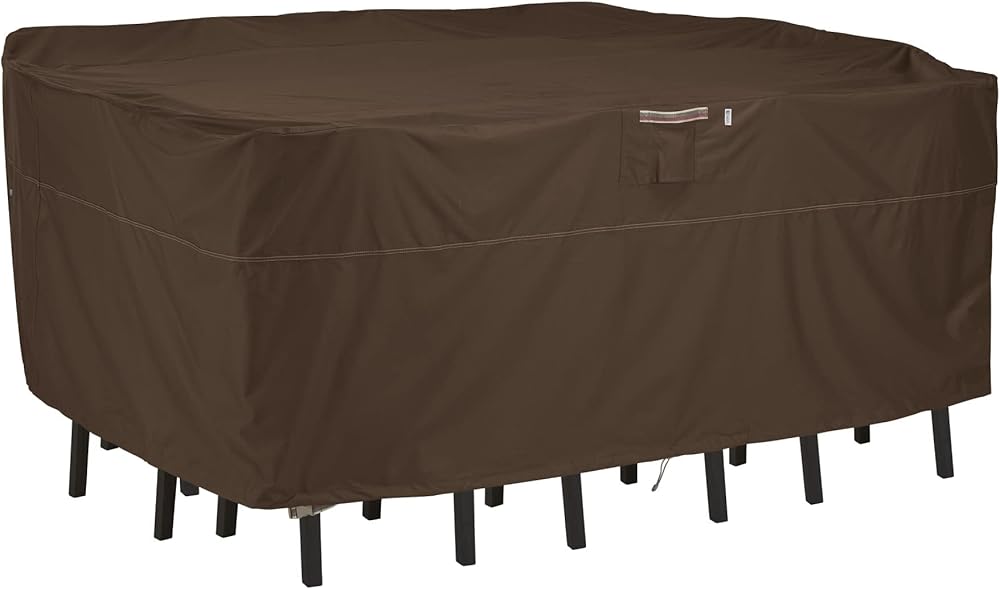 Classic Accessories Madrona Waterproof 108 Inch Rectangular/Oval Patio Bar Table & Chair Cover