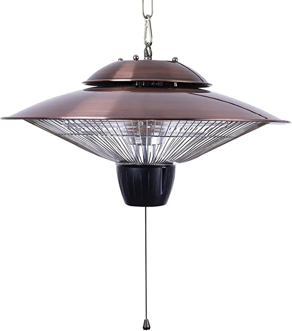 NaoSIn-Ni Outdoor Patio Heater,1500W Electric Infrared Hanging Ceiling Mounted Space Heaters 2 Power Levels Adjustable for Garden Courtyard Garage,Brass