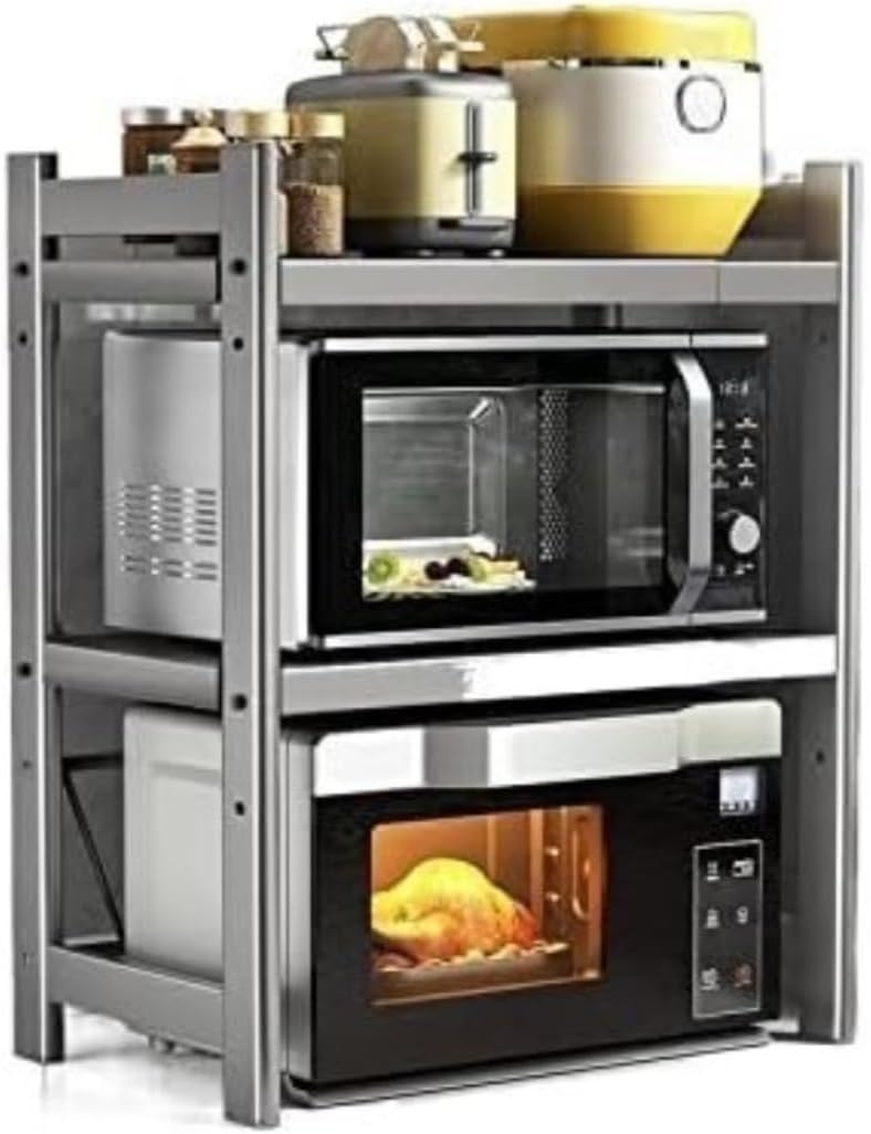 Microwave Stand Microwave Oven Rack Microwave Rack 2-Tier Microwave Oven Rack Scalable Kitchen Microwave Storage Rack Countertop Oven Storage Rack Kitchen Microwave Shelf Microwave Stand Shelf