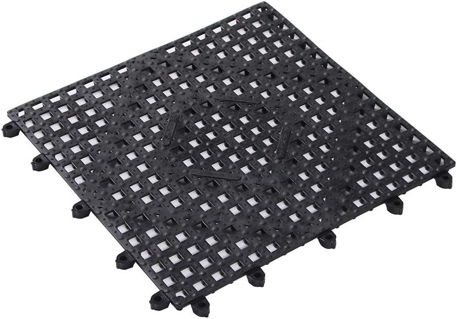 Restaurantware Bar Lux 12 x 12 Inch Bar Spill Mat 50 Interlocking Bar Service Mat - Diamond Cutouts Washable Black Rubber Bartender Mat Flexible For Glassware