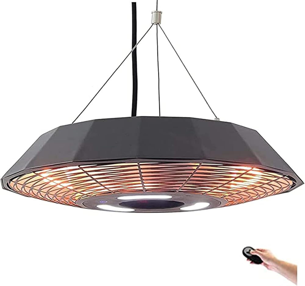 NaoSIn-Ni Outdoor Heater Patio Halogen Heaters,2000W Hanging Ceiling Mounted Heater 3 Gears Adjustable Electric Heating Lights for Indoor Garden Use
