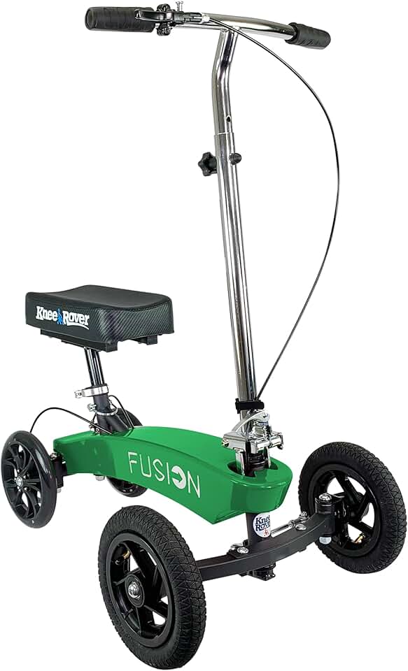 KneeRover Hybrid Fusion Patented Knee Scooter - 4 Wheel Steering Knee Walker for Adults for Foot Surgery, Broken Ankle, Foot Injuries(Rally Green)