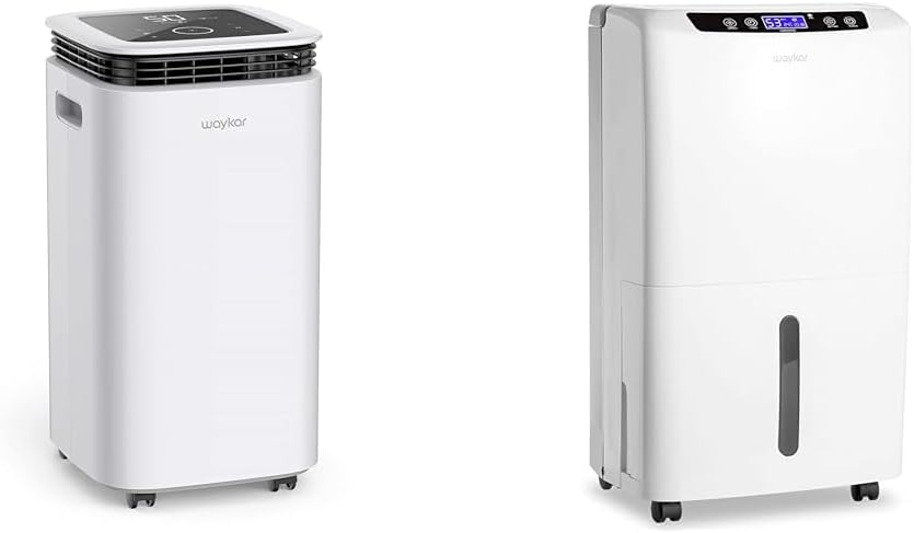 Waykar 2500 Sq. Ft and 2000 Sq. Ft Home Dehumidifiers Bundle with Drain Hoses, Touch Controls, and Water Tanks