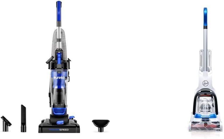 EUREKA Lightweight Powerful Upright Vacuum Cleaner for Carpet and Hard Floor, PowerSpeed, New Model & Hoover PowerDash Pet Compact Carpet Cleaner, Lightweight, FH50700, Blue
