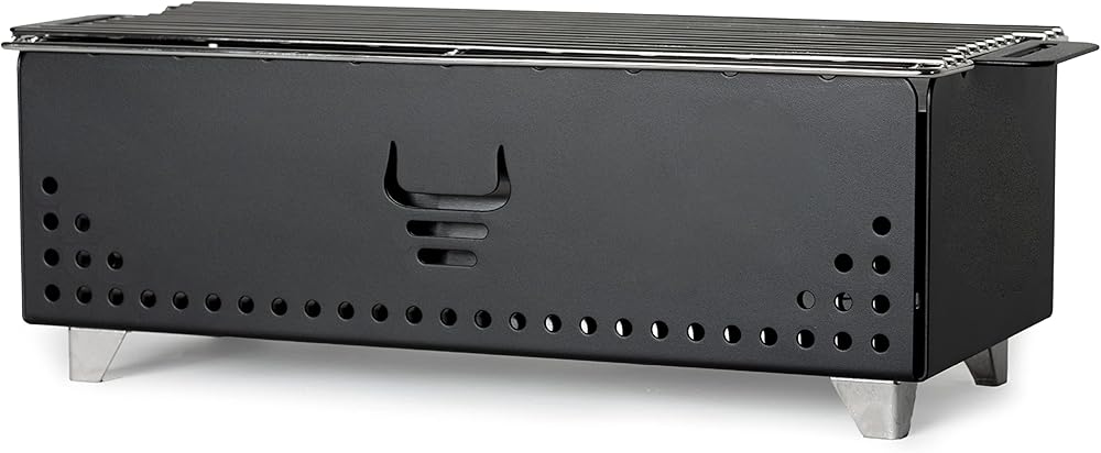 Hibachi Charcoal Grill,Easy to Use Charcoal Grill,Outdoor Tabletop Safe,Great for Travel, Camping, Patio, Balcony,Made from Stainless Steel,Operates Up to 750ºF,5 Yr Warranty (Matte Black)