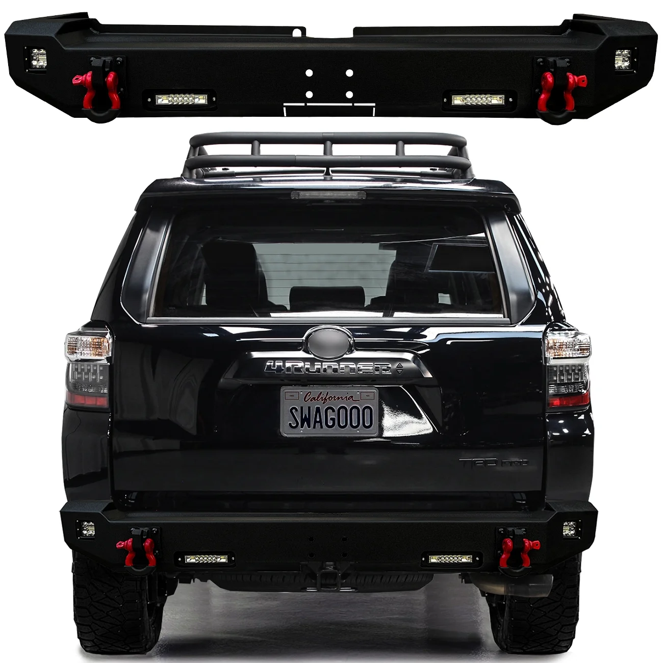 Vijay Fits 2015-2016-2017-2018-2019-2020 Toyota 5th Gen 4Runner Steel Rear Bumper With Lights and D-rings