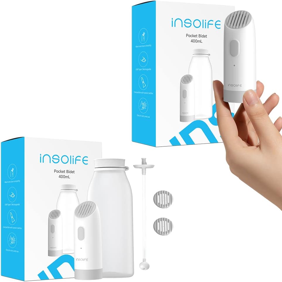 2 Pack Portable Bidet for Travel, High Pressure Electric Rechargeable Handheld Personal Bidet on the Go for Hygiene Cleaning, Postpartum & Baby Care, ElderCare