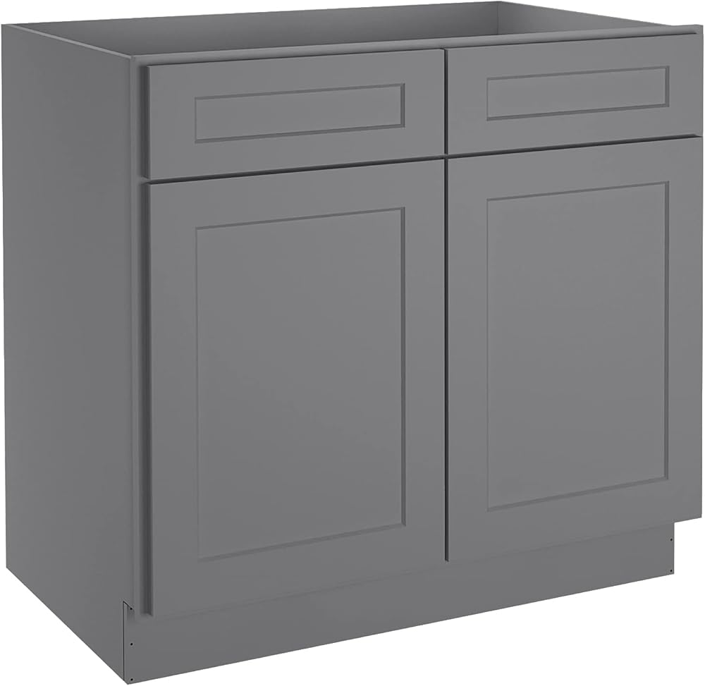 LOVMOR Kitchen Base Cabinets, Sideboard Storage Cabinet, Entryway Cabinet with 2-Drawers & Adjustable Shelf, 36