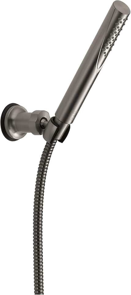 Delta Faucet Trinsic Single Spray Wall-Mount Hand Shower, Hand Held Shower with Hose, Black Handheld Shower Head, Hand Shower, Handheld Shower, Black Stainless 55085-KS