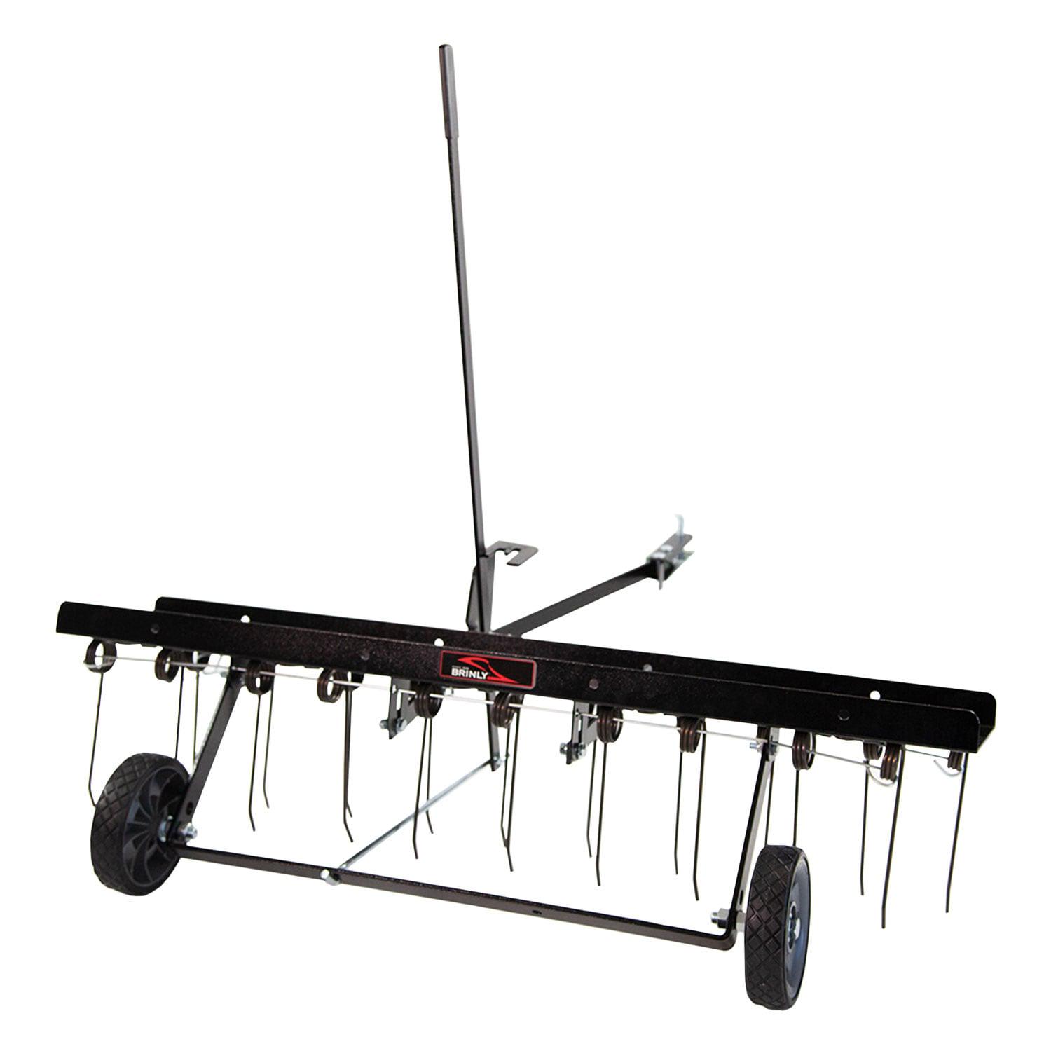 Brinly 40-in Dethatcher | Hitch Pin Included | 2-Year Warranty | Adjustable Tine Depth | Steel Frame | Pneumatic Wheels | Tow-behind | Maximum Thatch Removal