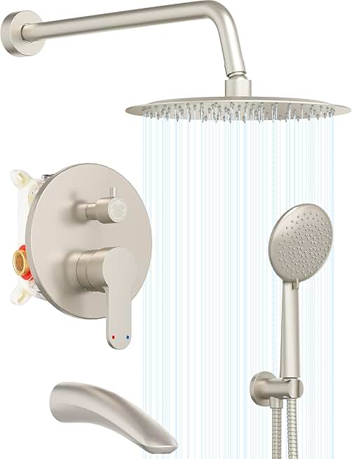 Gabrylly Bathtub Shower System, Shower Faucet Set with Tub Spout, High Pressure 10